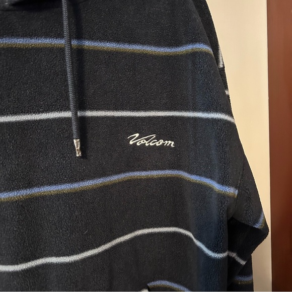 Volcom Unisex Hoodie True To This Fleece Navy Striped Cozy Pocket Navy Sz Small - Picture 3 of 10